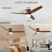 60 in. Black Fans with Lights and Remote Control, Modern Smart Industrial Ceiling Fans for Bedroom Living Room, 3 Blade Wood Propeller Ceiling Fan-15-ErisView