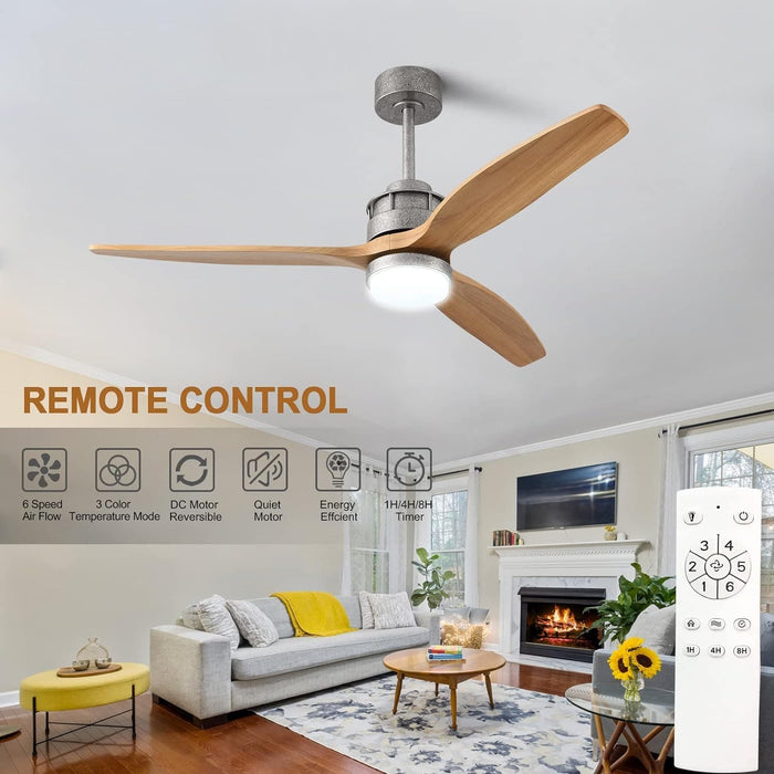 60 in. Black Fans with Lights and Remote Control, Modern Smart Industrial Ceiling Fans for Bedroom Living Room, 3 Blade Wood Propeller Ceiling Fan-19-ErisView