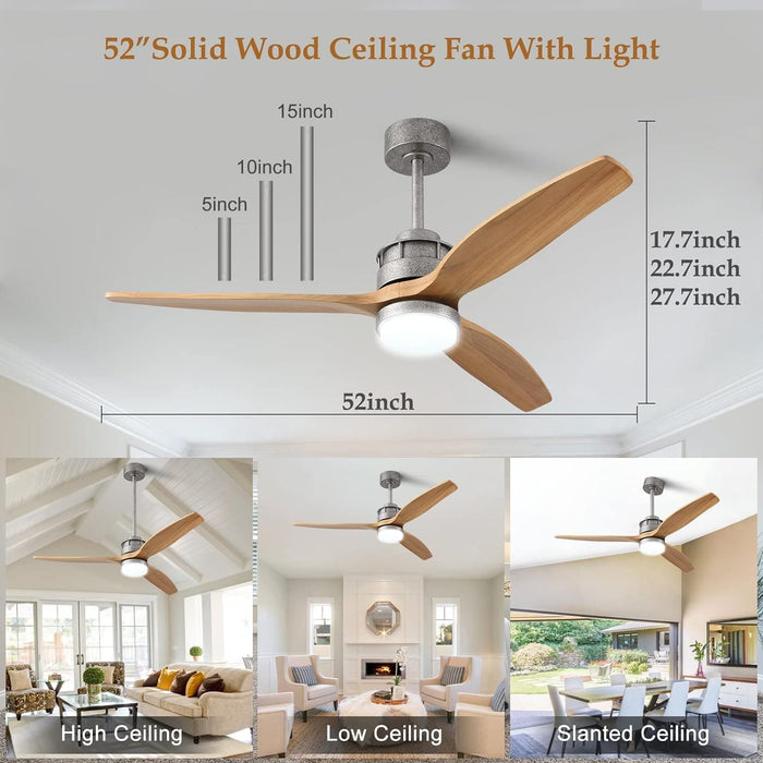 60 in. Black Fans with Lights and Remote Control, Modern Smart Industrial Ceiling Fans for Bedroom Living Room, 3 Blade Wood Propeller Ceiling Fan-23-ErisView
