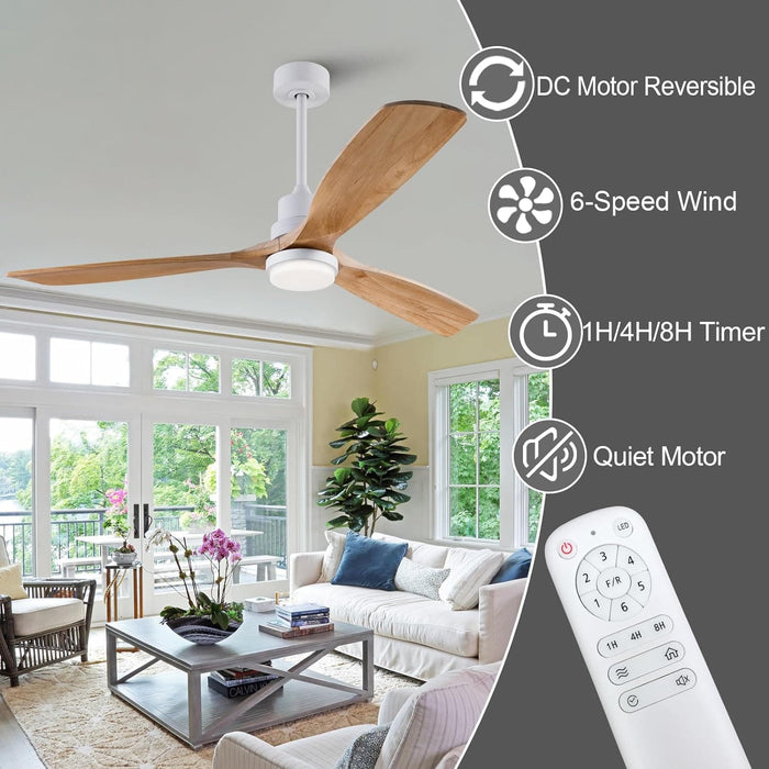 60 in. Black Fans with Lights and Remote Control, Modern Smart Industrial Ceiling Fans for Bedroom Living Room, 3 Blade Wood Propeller Ceiling Fan-29-ErisView