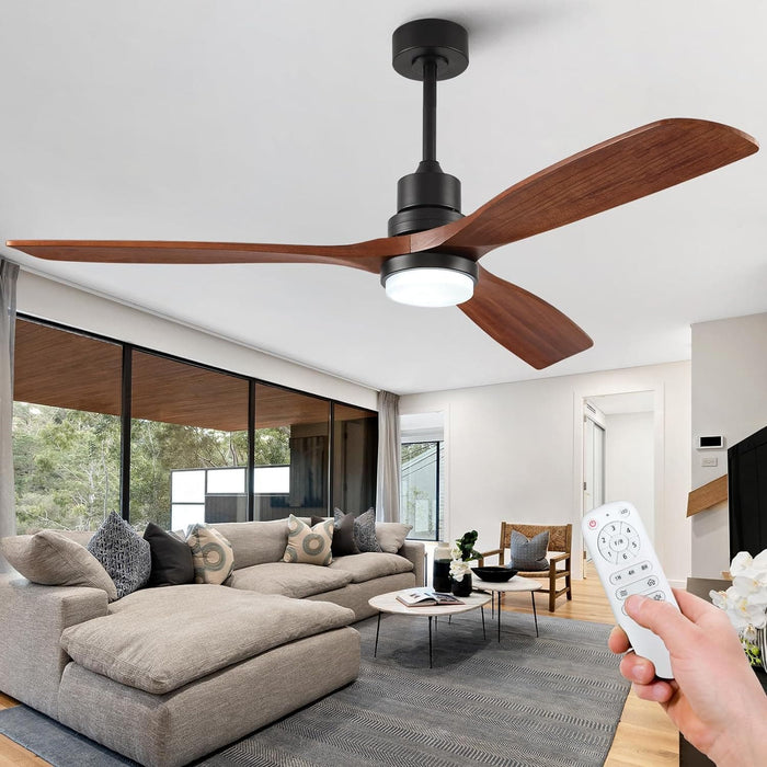 60 in. Black Fans with Lights and Remote Control, Modern Smart Industrial Ceiling Fans for Bedroom Living Room, 3 Blade Wood Propeller Ceiling Fan-34-ErisView