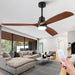 60 in. Black Fans with Lights and Remote Control, Modern Smart Industrial Ceiling Fans for Bedroom Living Room, 3 Blade Wood Propeller Ceiling Fan-34-ErisView