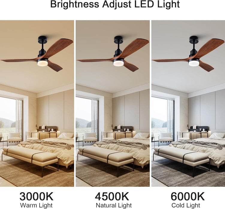 60 in. Black Fans with Lights and Remote Control, Modern Smart Industrial Ceiling Fans for Bedroom Living Room, 3 Blade Wood Propeller Ceiling Fan-39-ErisView