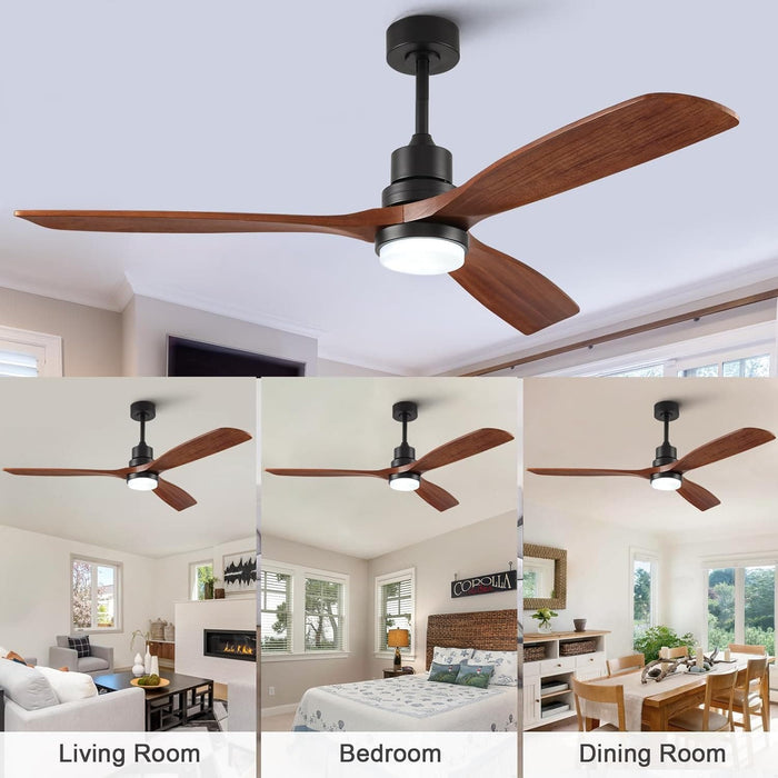 60 in. Black Fans with Lights and Remote Control, Modern Smart Industrial Ceiling Fans for Bedroom Living Room, 3 Blade Wood Propeller Ceiling Fan-40-ErisView