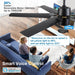 60 in. Black Fans with Lights and Remote, Reversible Modern Smart Ceiling Fan, Compatible with Alexa, Google Home, Smart APP-4-ErisView