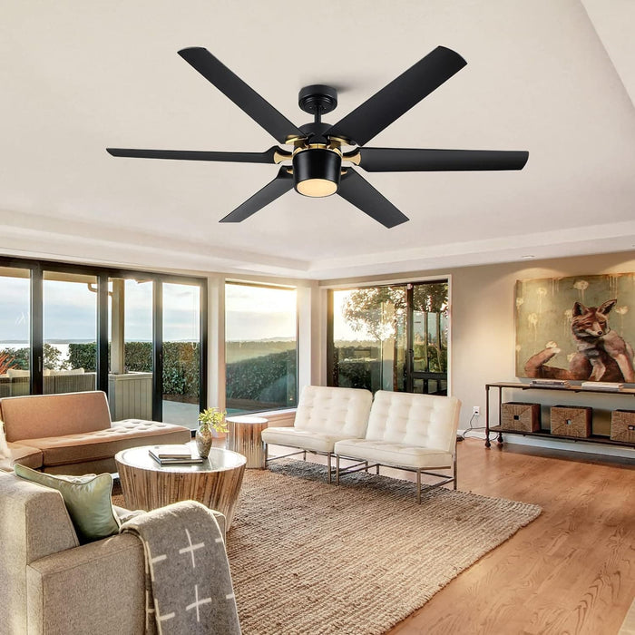 60 in. Black Fans with Lights and Remote, Reversible Modern Smart Ceiling Fan, Compatible with Alexa, Google Home, Smart APP-8-ErisView