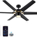 60 in. Black Fans with Lights and Remote, Reversible Modern Smart Ceiling Fan, Compatible with Alexa, Google Home, Smart APP-1-ErisView