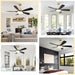 60 in. Black and Gold Modern Ceiling Fan with Remote, Flush Mount Large Ceiling Fan with LED Light for Bedroom Dining Room Living Room-6-ErisView
