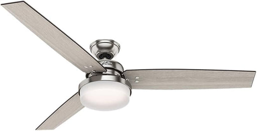 60 in. Brushed Nickel Ceiling Fan, Indoor Ceiling Fan with LED Light and Remote Control, Ceiling Hugger Ceiling Fan with Light-1-ErisView