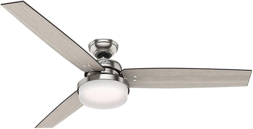 60 in. Brushed Nickel Ceiling Fan, Indoor Ceiling Fan with LED Light and Remote Control, Ceiling Hugger Ceiling Fan with Light-1-ErisView