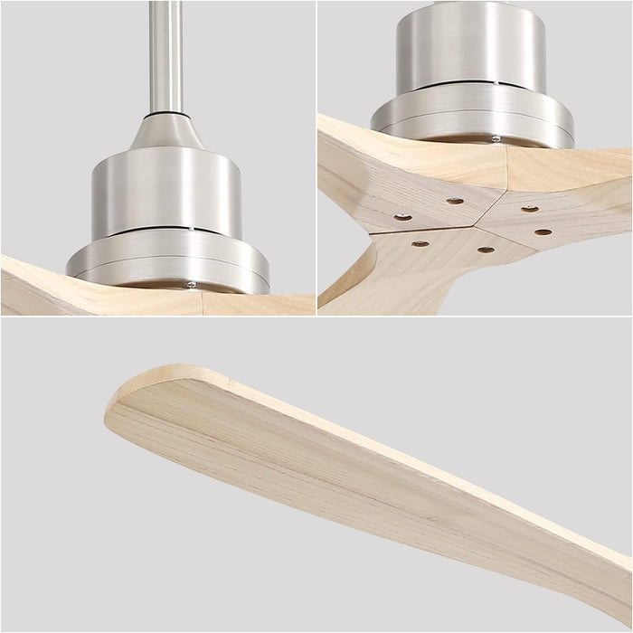 60 in. Brushed Nickel Ceiling Fan with Remote Control, 3 Wood Light Walnut Blades Reversible DC Ceiling Fan-27-ErisView