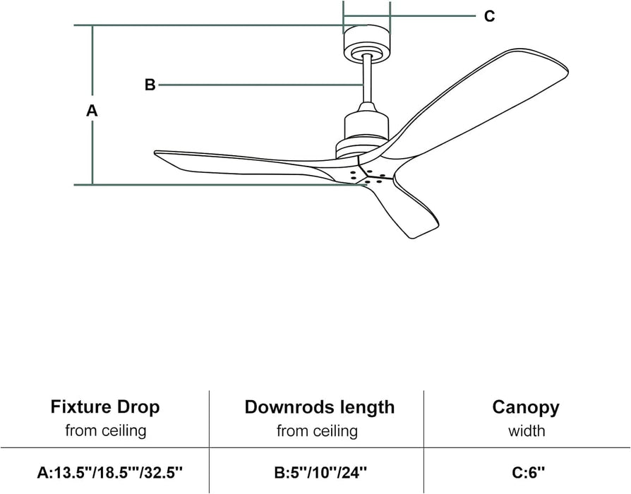 60 in. Brushed Nickel Ceiling Fan with Remote Control, 3 Wood Light Walnut Blades Reversible DC Ceiling Fan-33-ErisView