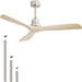 60 in. Brushed Nickel Ceiling Fan with Remote Control, 3 Wood Light Walnut Blades Reversible DC Ceiling Fan-34-ErisView