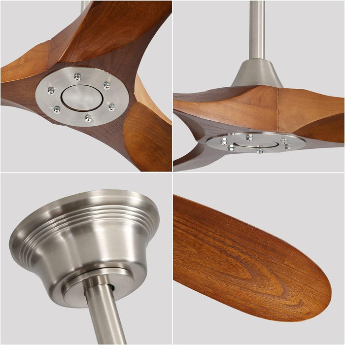 60 in. Brushed Nickel Ceiling Fan with Remote Control, 3 Wood Light Walnut Blades Reversible DC Ceiling Fan-5-ErisView
