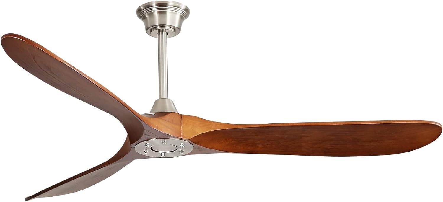 60 in. Brushed Nickel Ceiling Fan with Remote Control, 3 Wood Light Walnut Blades Reversible DC Ceiling Fan-8-ErisView