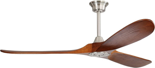 60 in. Brushed Nickel Ceiling Fan with Remote Control, 3 Wood Light Walnut Blades Reversible DC Ceiling Fan-1-ErisView