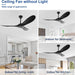 60 in. Ceiling Fan NO Light, Reversible Silent Modern White Ceiling Fan with Remote for Indoor Living Room Fan Bedroom and Outdoor Patio-12-ErisView