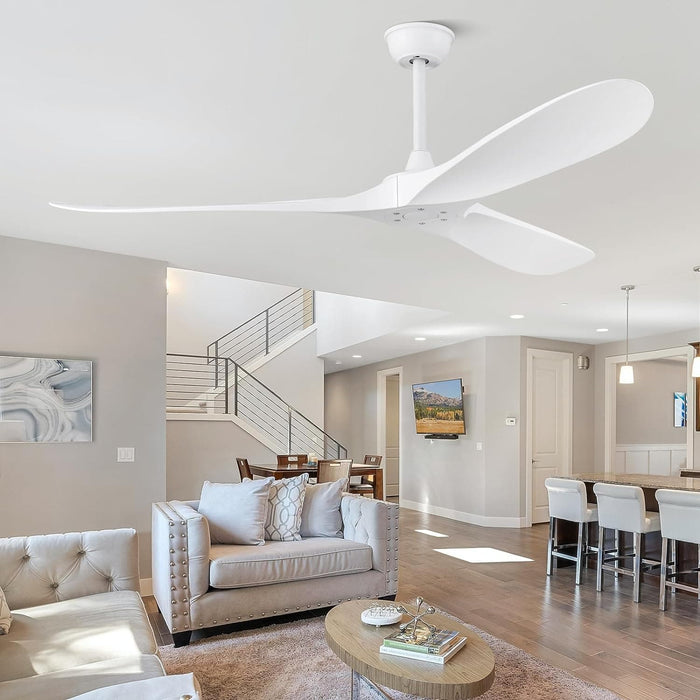 60 in. Ceiling Fan NO Light, Reversible Silent Modern White Ceiling Fan with Remote for Indoor Living Room Fan Bedroom and Outdoor Patio-2-ErisView