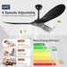 60 in. Ceiling Fan NO Light, Reversible Silent Modern White Ceiling Fan with Remote for Indoor Living Room Fan Bedroom and Outdoor Patio-8-ErisView