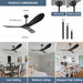 60 in. Ceiling Fan NO Light, Reversible Silent Modern White Ceiling Fan with Remote for Indoor Living Room Fan Bedroom and Outdoor Patio-9-ErisView