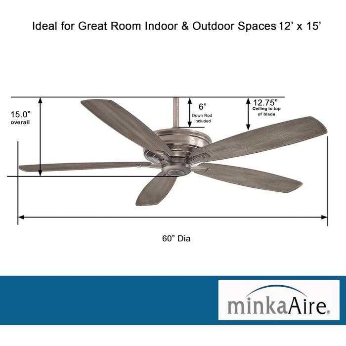 60 in. Ceiling Fan, Outdoor Ceiling Fans without Lights, Brushed Nickel Ceiling Fan-3-ErisView