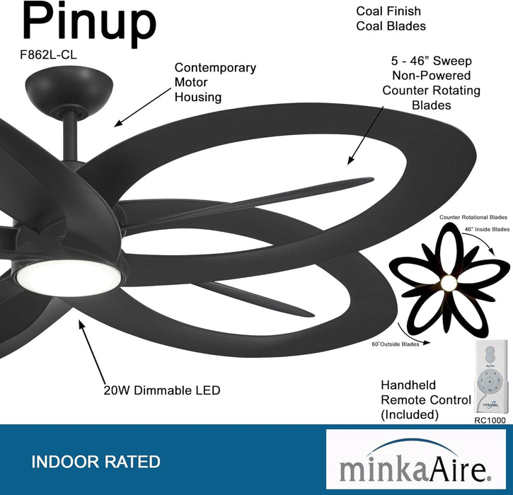 60 in. Ceiling Fan with LED Light and Remote Control In Coal Finish-3-ErisView