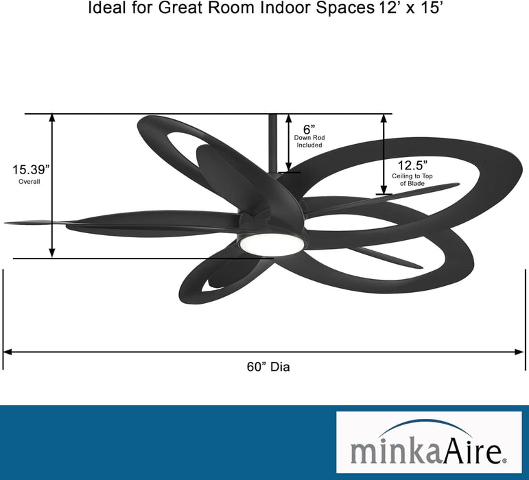 60 in. Ceiling Fan with LED Light and Remote Control In Coal Finish-4-ErisView