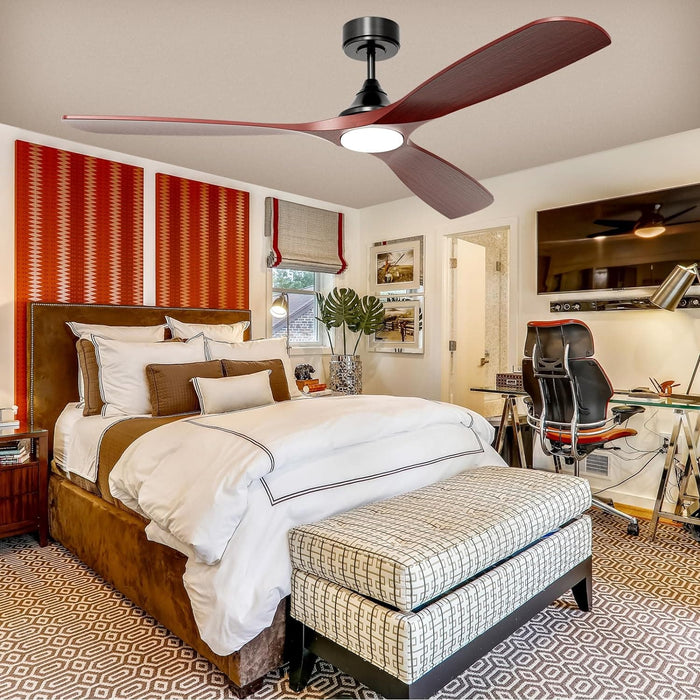 60 in. Ceiling Fan with Light, Solid Wood Blade Smart Ceiling Fan with Remote and APP Control-2-ErisView