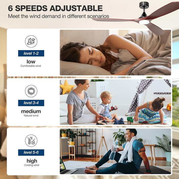 60 in. Ceiling Fan with Light, Solid Wood Blade Smart Ceiling Fan with Remote and APP Control-5-ErisView