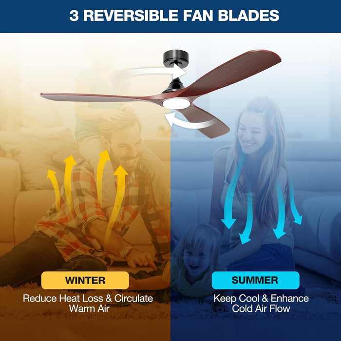 60 in. Ceiling Fan with Light, Solid Wood Blade Smart Ceiling Fan with Remote and APP Control-7-ErisView