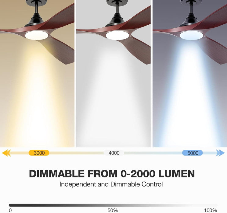 60 in. Ceiling Fan with Light, Solid Wood Blade Smart Ceiling Fan with Remote and APP Control-8-ErisView