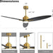 60 in. Ceiling Fan with Light, Unique Ceiling Fans with Remote Control, 3 Solid Wood Blades Ceiling Fan for Living Room Bedroom Kitchen-2-ErisView
