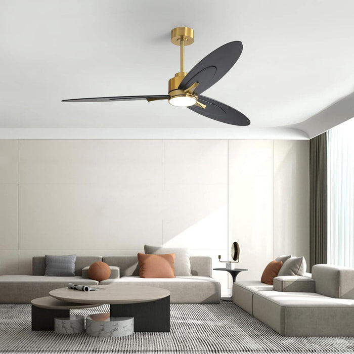 60 in. Ceiling Fan with Light, Unique Ceiling Fans with Remote Control, 3 Solid Wood Blades Ceiling Fan for Living Room Bedroom Kitchen-9-ErisView