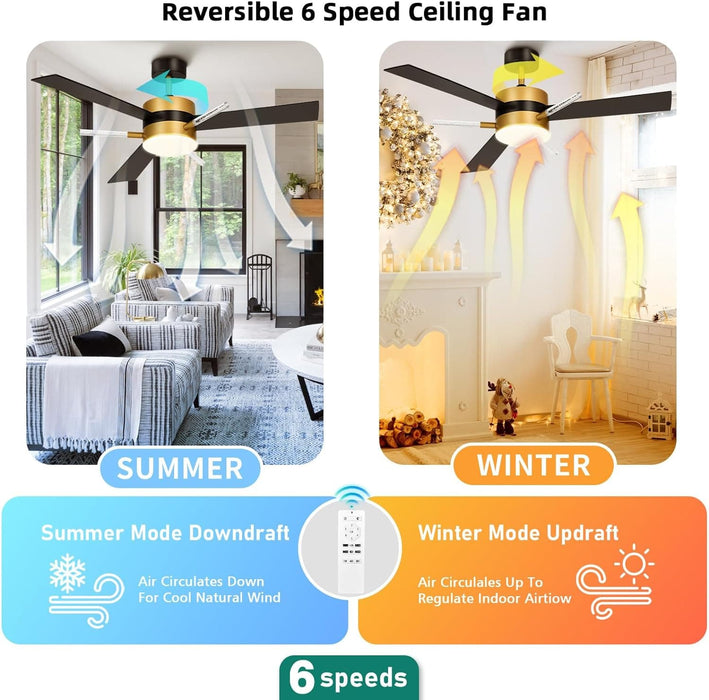 60 in. Ceiling Fan with Light and Remote, Crystal Modern Fan with Light, Chandelier Ceiling Fan, Reversible Quiet Ceiling Fans, Black Gold Ceiling Fan-4-ErisView