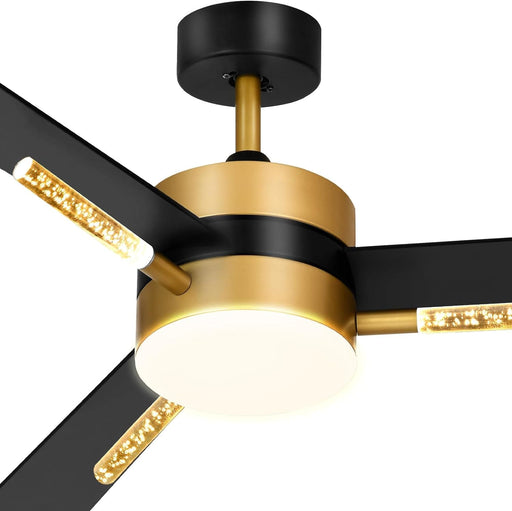 60 in. Ceiling Fan with Light and Remote, Crystal Modern Fan with Light, Chandelier Ceiling Fan, Reversible Quiet Ceiling Fans, Black Gold Ceiling Fan-1-ErisView