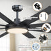 60 in. Ceiling Fan with Light and Remote, Modern Black Ceiling Fan, Dimmable Large Outdoor Fan for Bedroom Living Room Dining Room-5-ErisView