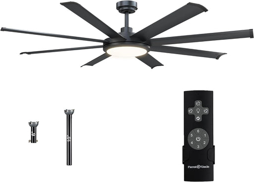 60 in. Ceiling Fan with Light and Remote, Modern Black Ceiling Fan, Dimmable Large Outdoor Fan for Bedroom Living Room Dining Room-1-ErisView
