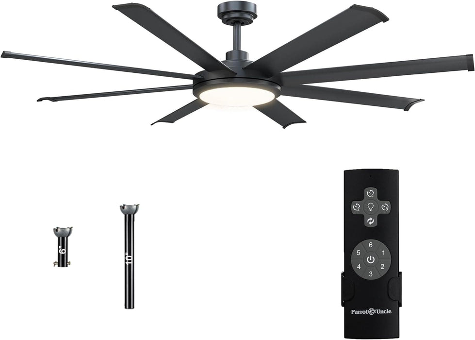 60 in. Ceiling Fan with Light and Remote, Modern Black Ceiling Fan, Dimmable Large Outdoor Fan for Bedroom Living Room Dining Room-1-ErisView