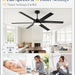 60 in. Ceiling Fan with Lights and Remote, Reversible Black Outdoor Ceiling Fans for Patio-3-ErisView