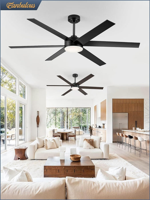 60 in. Ceiling Fan with Lights and Remote, Reversible Black Outdoor Ceiling Fans for Patio-7-ErisView
