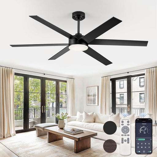 60 in. Ceiling Fan with Lights and Remote, Reversible Black Outdoor Ceiling Fans for Patio-1-ErisView