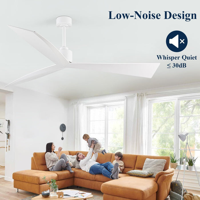 60 in. Ceiling Fan with Remote Control, White Modern Outdoor Ceiling Fans for Patio, Indoor Ceiling Fan for Bedroom Living Room-2-ErisView
