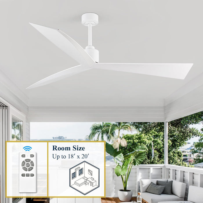 60 in. Ceiling Fan with Remote Control, White Modern Outdoor Ceiling Fans for Patio, Indoor Ceiling Fan for Bedroom Living Room-4-ErisView
