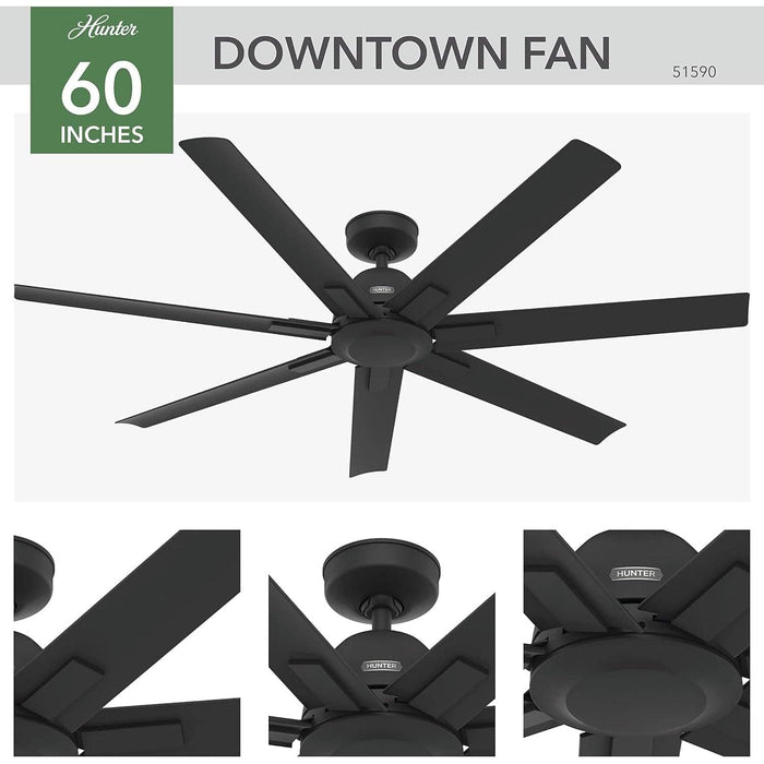 60 in. Ceiling Fan without Light, Matte Black Ceiling Fan, Hugger Ceiling Fans-2-ErisView