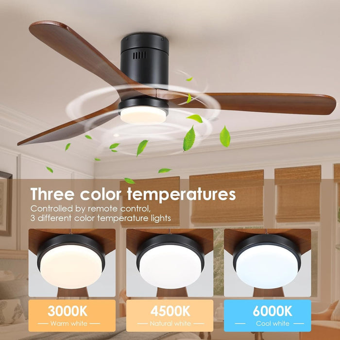 60 in. Ceiling Fans without Lights, Flush Mount Reversible Ceiling Fan NO Light for Indoor Bedroom, Outdoor Backyard Covered Ceiling Fan -21-ErisView