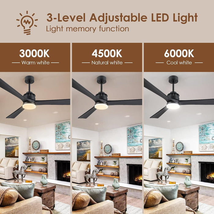 60 in. Ceiling Fans without Lights, Flush Mount Reversible Ceiling Fan NO Light for Indoor Bedroom, Outdoor Backyard Covered Ceiling Fan -28-ErisView
