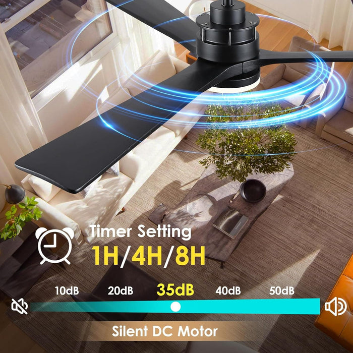 60 in. Ceiling Fans without Lights, Flush Mount Reversible Ceiling Fan NO Light for Indoor Bedroom, Outdoor Backyard Covered Ceiling Fan -29-ErisView