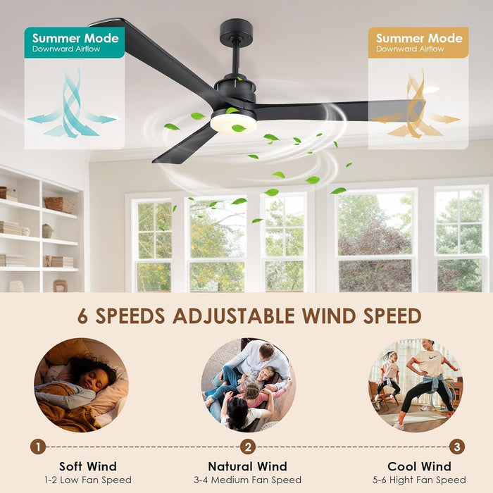 60 in. Ceiling Fans without Lights, Flush Mount Reversible Ceiling Fan NO Light for Indoor Bedroom, Outdoor Backyard Covered Ceiling Fan -31-ErisView