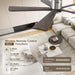 60 in. Ceiling Fans without Lights, Flush Mount Reversible Ceiling Fan NO Light for Indoor Bedroom, Outdoor Backyard Covered Ceiling Fan -48-ErisView
