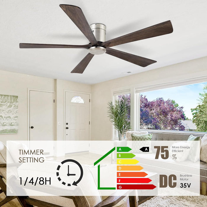 60 in. Ceiling Fans without Lights, Flush Mount Reversible Ceiling Fan NO Light for Indoor Bedroom, Outdoor Backyard Covered Ceiling Fan -49-ErisView